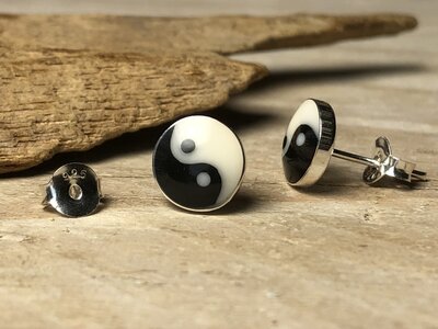 oorknopjes yin yang Ø 8 mm