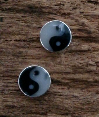 oorknopjes yin yang Ø 6mm zilver