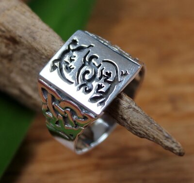 ring gekko+keltische knoop zilver (maat 24)