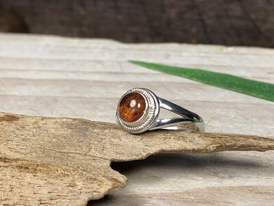 pinkring barnsteen zilver (maat 16)