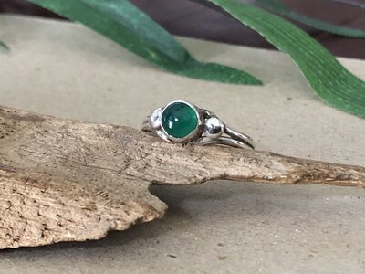 pinkring groen steentje zilver (maat 15)