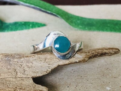 pinkring groen steentje zilver (maat 16)