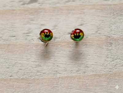 oorknopjes wietblad rasta zilver Ø 3mm