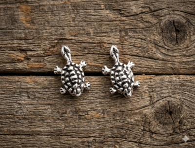 oorknopjes schildpadjes zilver