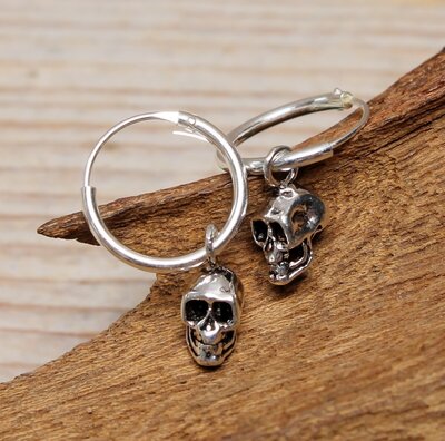 oorringetjes zilver skull Ø 12 mm