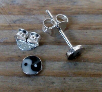 oorknopjes yin yang Ø 3mm zilver