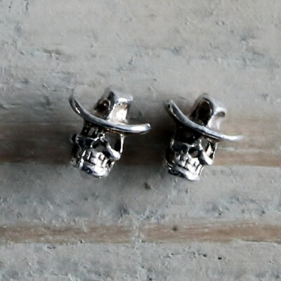 oorknopjes cowboy skull zilver