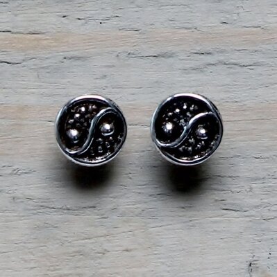 oorknopjes yin yang Ø 6mm zilver