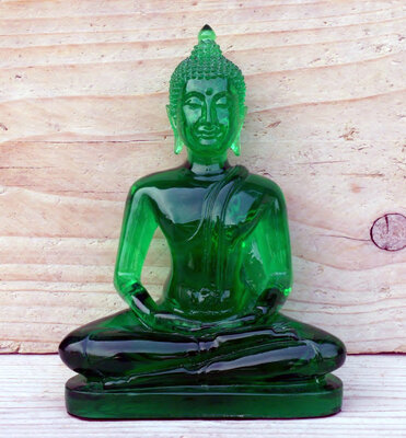 Boeddha resin groen 16cm (laatste exemplaar)