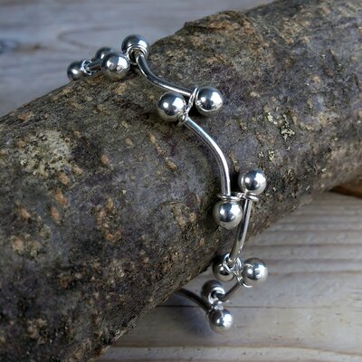 armband 'piercing' zilver 20,5 cm