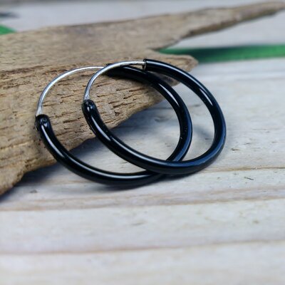 oorringetjes zilver 1,5 mm dik zwart Ø 16 mm