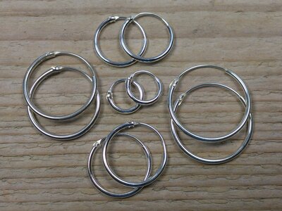 oorringetjes zilver 1mm dik Ø 10-12-18 mm v.a.