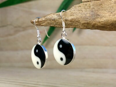 oorbellen yin yang zilver Ø 14mm