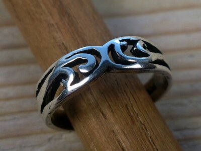 teenring zilver krullen (maat 16mm)