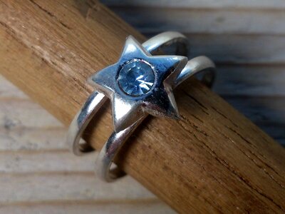 teenring zilver ster blauw (maat 14mm)