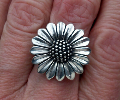 ring bloem zilver (maat 16)