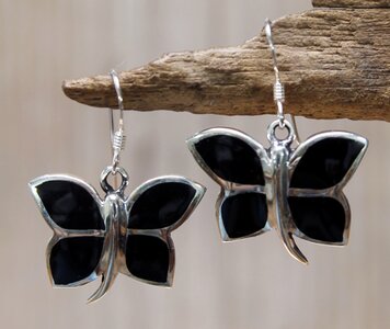 vlinder oorbellen zwart