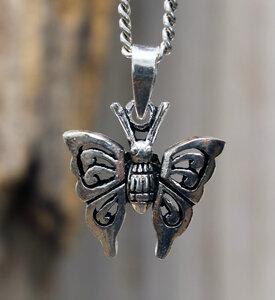 vlinder kettinghanger zilver